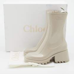 Pre Owned Chloe Nomad Beige Rubber Betty Rain Boots Size 39