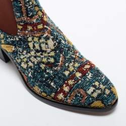 Pre Owned Chloe Multicolor Tweed Chelsea Ankle Length Boots Size 38