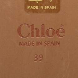 Pre Owned Chloe Black Leather and Logo Canvas Woody Espadrille Flats Size 39