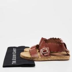 Pre Owned Chloe Brown Leather Espadrille Sandals Size 37