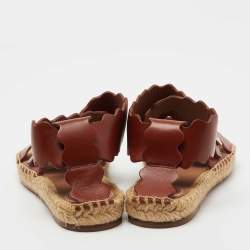 Pre Owned Chloe Brown Leather Espadrille Sandals Size 37