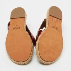Pre Owned Chloe Brown Leather Espadrille Sandals Size 37