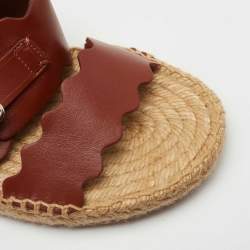 Pre Owned Chloe Brown Leather Espadrille Sandals Size 37