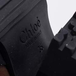 Pre Owned Chloe Brown/Black Leather and Rubber Rylee Ankle Boots Size 35