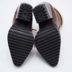 Pre Owned Chloe Brown/Black Leather and Rubber Rylee Ankle Boots Size 35