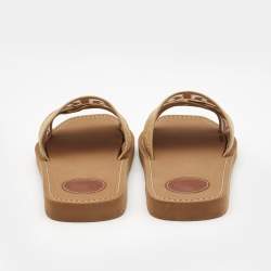 Chloe Beige Lace Woody Flat Slides Size 38