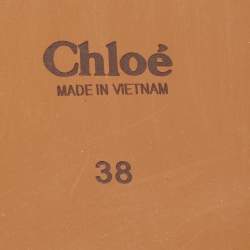 Chloe Off White Logo Print Canvas Woody Flat Slides Size 38
