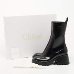 Pre Owned Chloe Black Rubber Betty Rain Boots Size 39