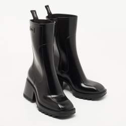 Pre Owned Chloe Black Rubber Betty Rain Boots Size 39