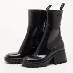 Pre Owned Chloe Black Rubber Betty Rain Boots Size 39