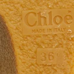 Pre Owned Chloe Black Leather Wedge Ankle Boots Size 36