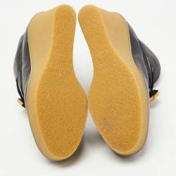 Pre Owned Chloe Black Leather Wedge Ankle Boots Size 36