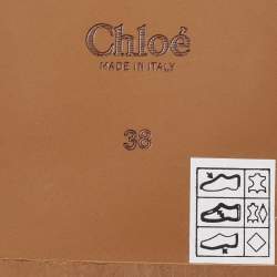 Chloe Black Leather Logo Embroidered Woody Flat Slides Size 38