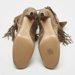 Chloe Brown Suede Tassel Tie Ankle Booties Size 38