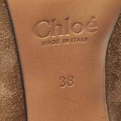 Chloe Brown Suede Tassel Tie Ankle Booties Size 38