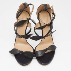 Chloé Black Leather Triple Bow Mike Ankle Strap Sandals Size 38.5