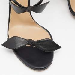 Chloé Black Leather Triple Bow Mike Ankle Strap Sandals Size 38.5