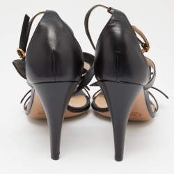 Chloé Black Leather Triple Bow Mike Ankle Strap Sandals Size 38.5