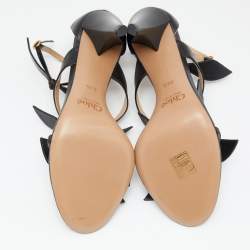 Chloé Black Leather Triple Bow Mike Ankle Strap Sandals Size 38.5