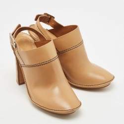 Pre Owned Chloe Tan Leather Slingback Pumps Size 39