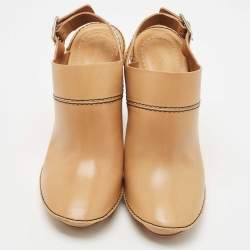 Pre Owned Chloe Tan Leather Slingback Pumps Size 39