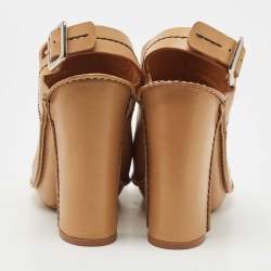 Pre Owned Chloe Tan Leather Slingback Pumps Size 39