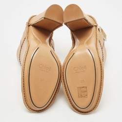 Pre Owned Chloe Tan Leather Slingback Pumps Size 39