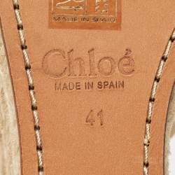 Pre Owned Chloe Beige Suede Scalloped Trim Lauren Ankle Wrap Flatform Espadrille Sandals Size 41