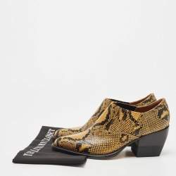 Pre Owned Chloe Yellow/Black Embossed Snakeskin Rylee Ankle Boots Size 38.5