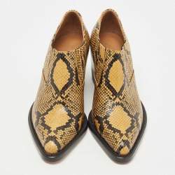 Pre Owned Chloe Yellow/Black Embossed Snakeskin Rylee Ankle Boots Size 38.5
