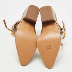 مملوكة مسبقًا Chloe Brown Leather and Canvas Rylee Cut Out Buckle Detail Ankle Boots Size 38.5