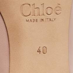 Pre Owned Chloe Dusty Pink Leather Scalloped Block Heel Pumps Size 40