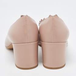 Pre Owned Chloe Dusty Pink Leather Scalloped Block Heel Pumps Size 40