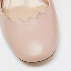 Pre Owned Chloe Dusty Pink Leather Scalloped Block Heel Pumps Size 40