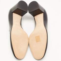 Pre Owned Chloe Black Leather Scalloped Block Heel Pumps Size 40