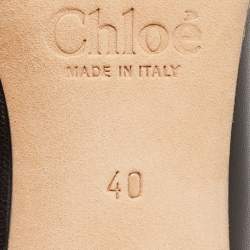 Pre Owned Chloe Black Leather Scalloped Block Heel Pumps Size 40