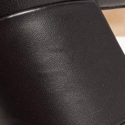 Pre Owned Chloe Black Leather Scalloped Block Heel Pumps Size 40