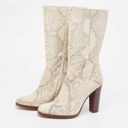 Pre Owned Chloé Two Tone Python Leather Adelie Mid Calf Boots Size 41.5