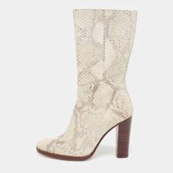 Pre Owned Chloé Two Tone Python Leather Adelie Mid Calf Boots Size 41.5