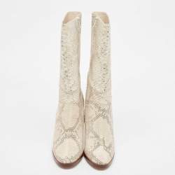 Pre Owned Chloé Two Tone Python Leather Adelie Mid Calf Boots Size 41.5