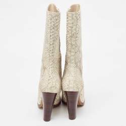 Pre Owned Chloé Two Tone Python Leather Adelie Mid Calf Boots Size 41.5
