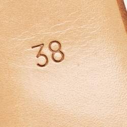 Pre Owned Chloé Blue/Brown Leather Open Toe D'orsay Flats Size 38