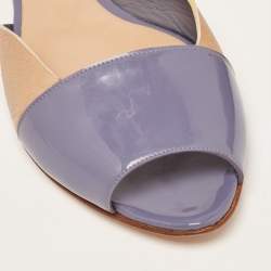 Pre Owned Chloé Blue/Brown Leather Open Toe D'orsay Flats Size 38