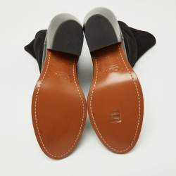 Pre Owned Chloe Black Leather, Suede and Fur Trim Mid Calf Boots Size 39