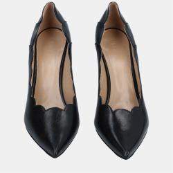 Pre Owned Chloe Leather Scalloped Pointed Toe Pumps 41