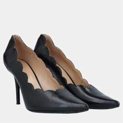 Pre Owned Chloe Leather Scalloped Pointed Toe Pumps 41