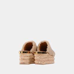 Pre Owned Chloe Shearling Wedge Slide Sandals 38