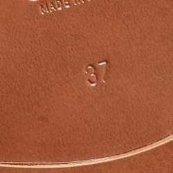 Pre Owned Chloe Brown Leather C Logo Loafers Size 37