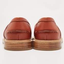 Pre Owned Chloe Brown Leather C Logo Loafers Size 37