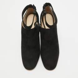 Pre Owned حذاء بوت كلوي سويدي أسود برباط مقاس 39.5